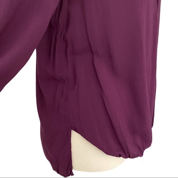 VELVET Brand Maroon Flowy High-Low Button Front Faux Wrap Long Sleeve Blouse S - Picture 6 of 10
